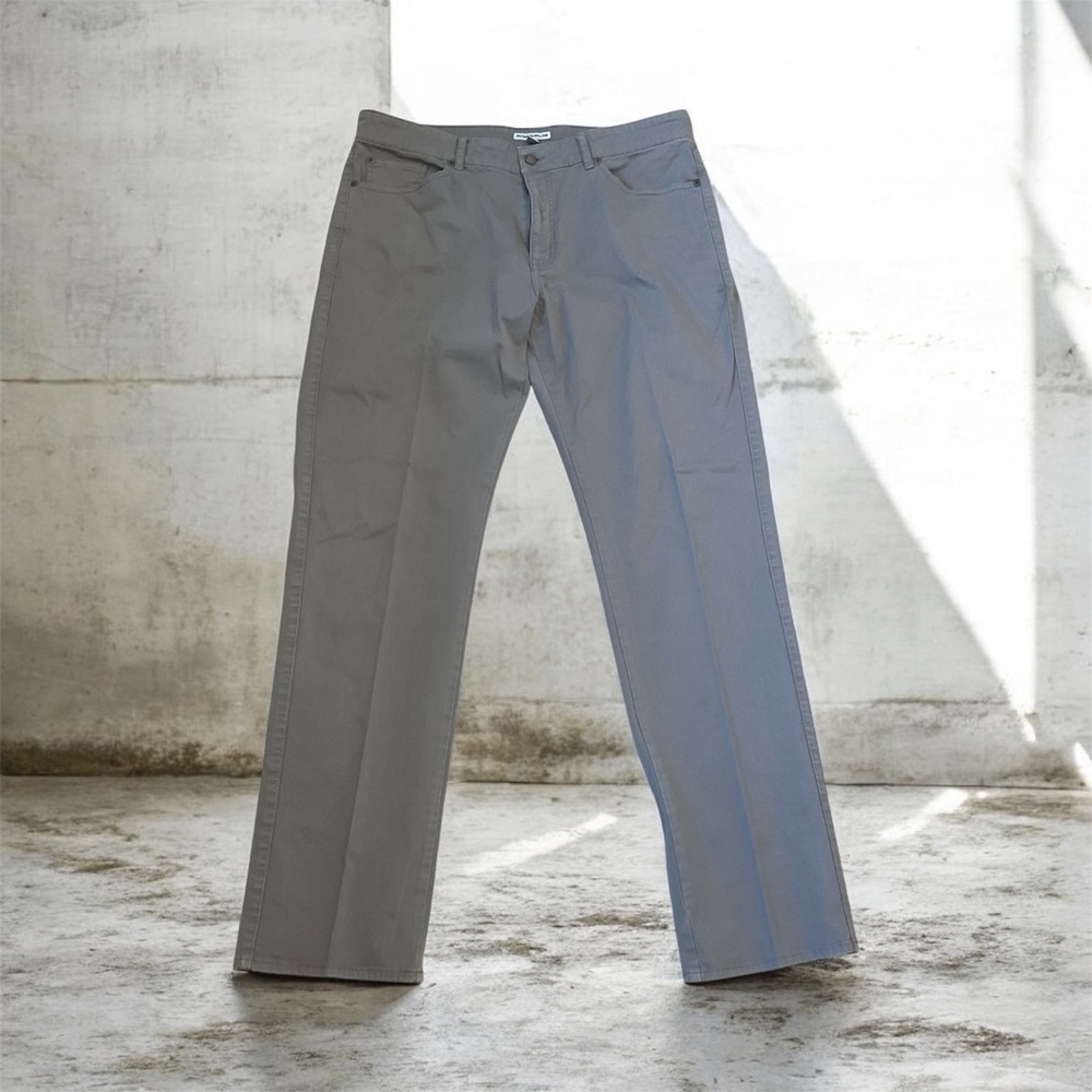 Peter Millar Pale Gray Straight Leg Jeans, 5-Pocket Style, 98% Cotton, Sz 38
